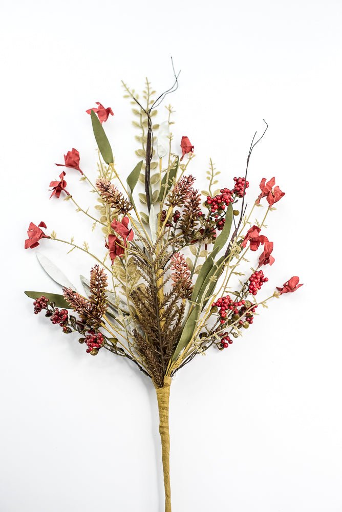 Autumn Fern, filler, and berry floral spray 60919 - red 63048 - Greenery MarketArtificial Flora63048 - Rd