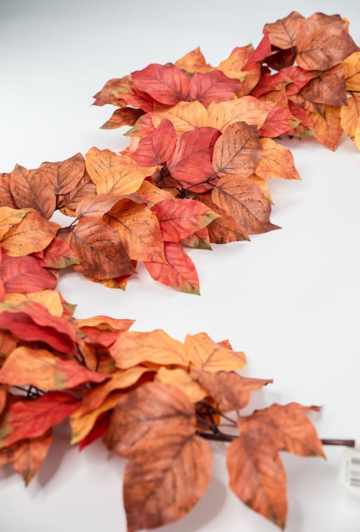 Autumn salal leaves garland - rust orange - Greenery Market2755123RO