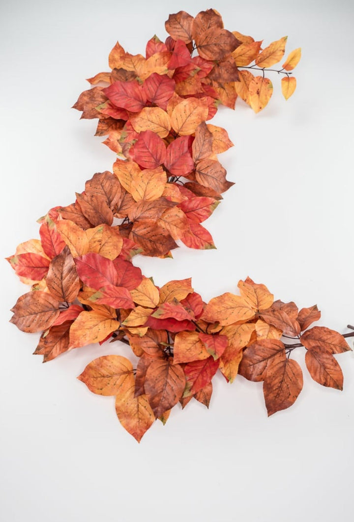 Autumn salal leaves garland - rust orange - Greenery Market2755123RO