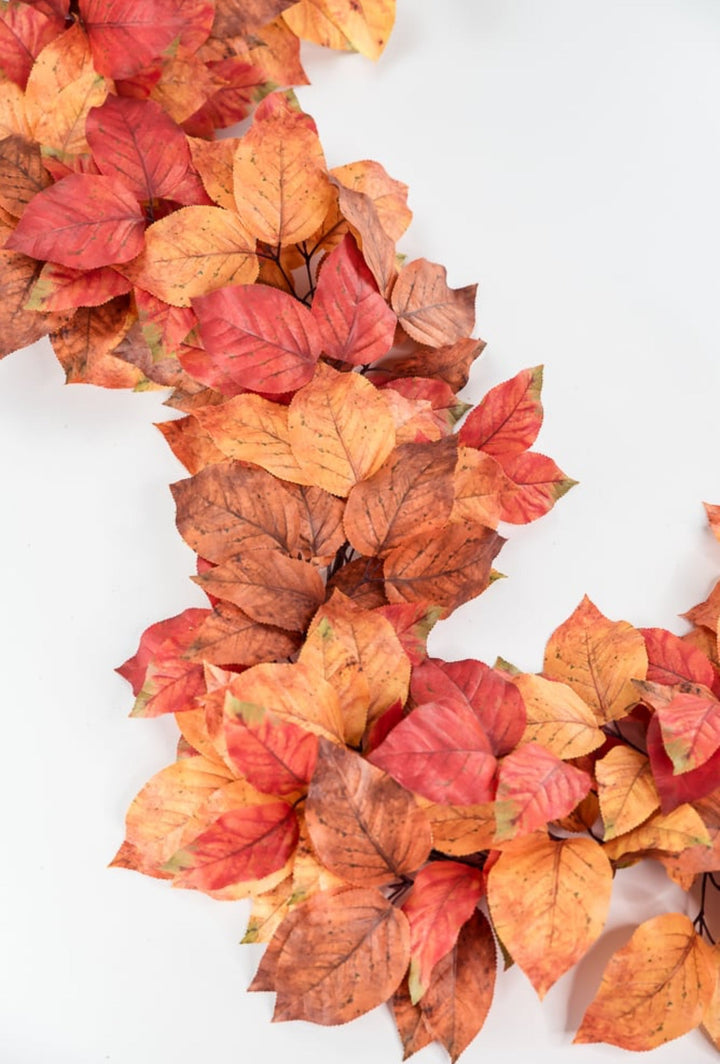 Autumn salal leaves garland - rust orange - Greenery Market2755123RO