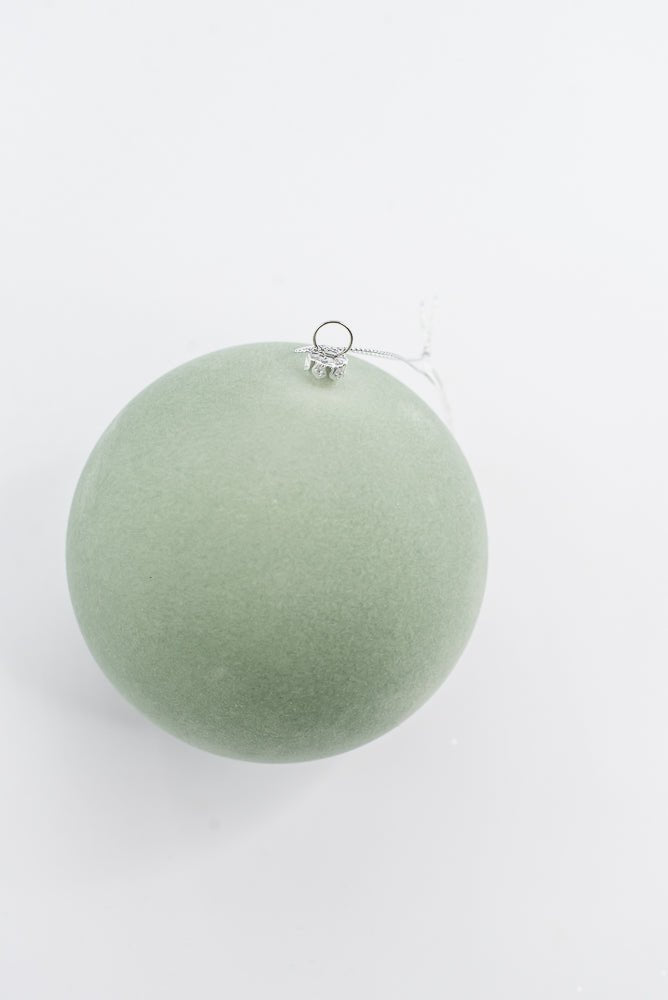 Ball ornament - velvet flocked light green - Greenery Market218537
