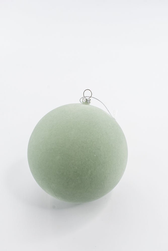Ball ornament - velvet flocked light green - Greenery Market218537