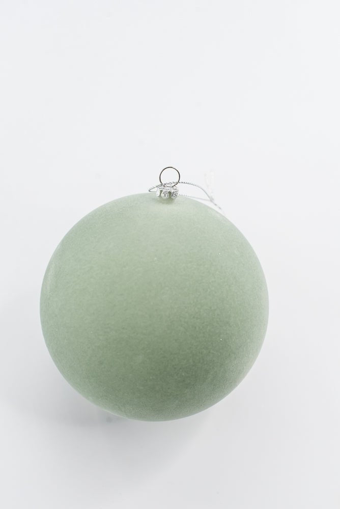 Ball ornament - velvet flocked light green - Greenery Market218537