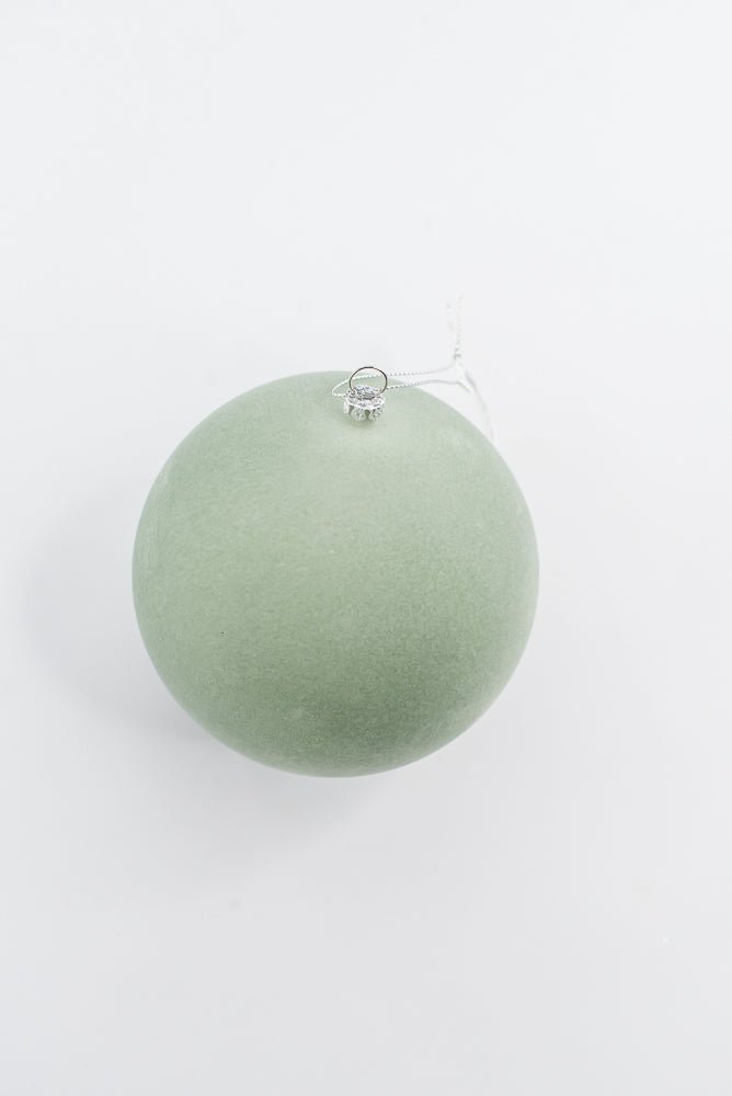 Ball ornament - velvet flocked light green - Greenery Market218537