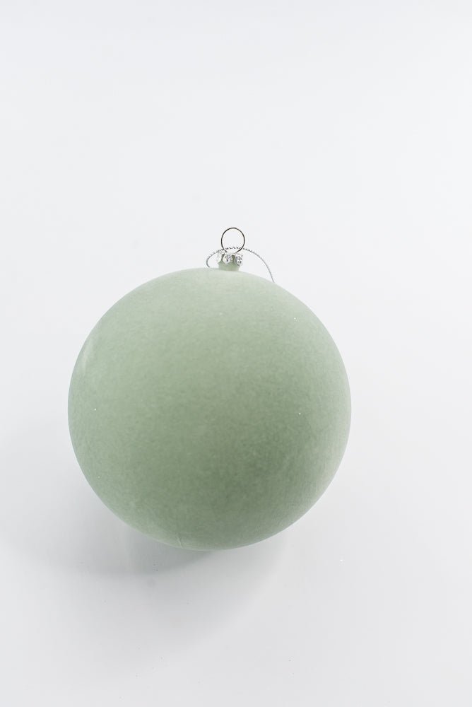 Ball ornament - velvet flocked light green - Greenery Market218537