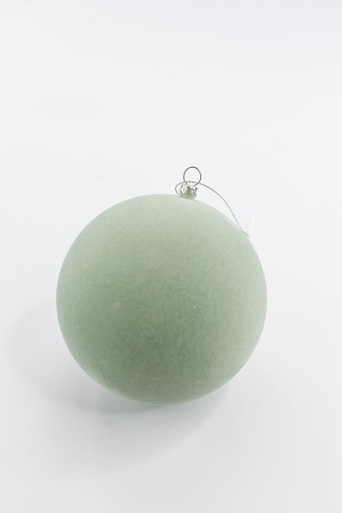 Ball ornament - velvet flocked light green - Greenery Market218537
