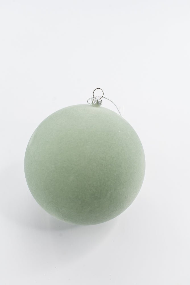 Ball ornament - velvet flocked light green - Greenery Market218537