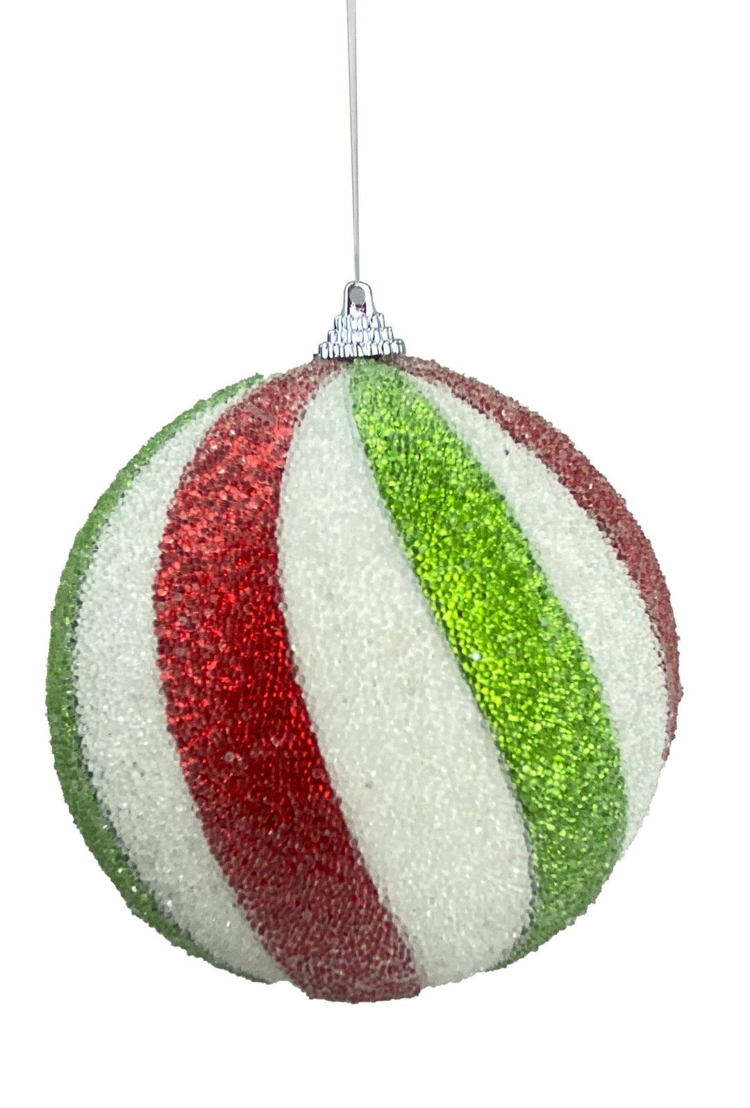 Beaded ornament ball - green, red, and white - Greenery MarketOrnaments85604RWG