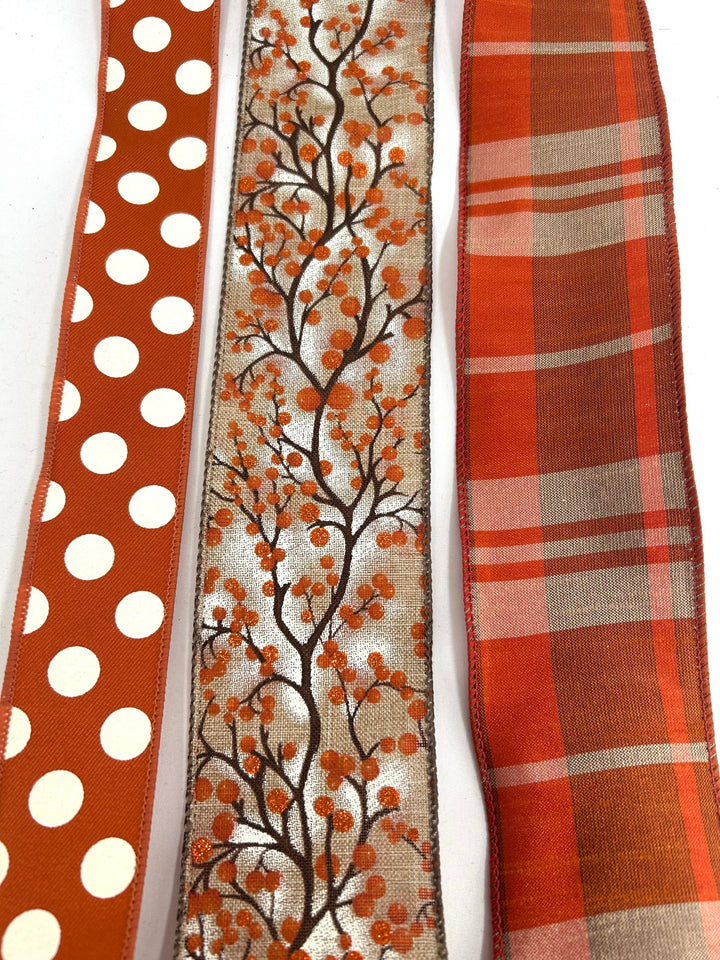 Berries and plaid bow bundle x 3 ribbons - Greenery MarketBerryX3