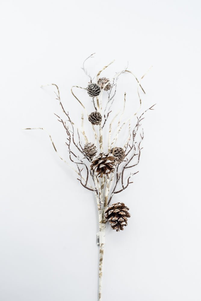 Birch Like, Brown & White, Pinecone With Snow Spray - 23" - Greenery Market2830353BW