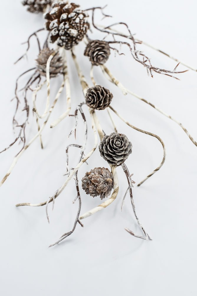 Birch Like, Brown & White, Pinecone With Snow Spray - 23" - Greenery Market2830353BW