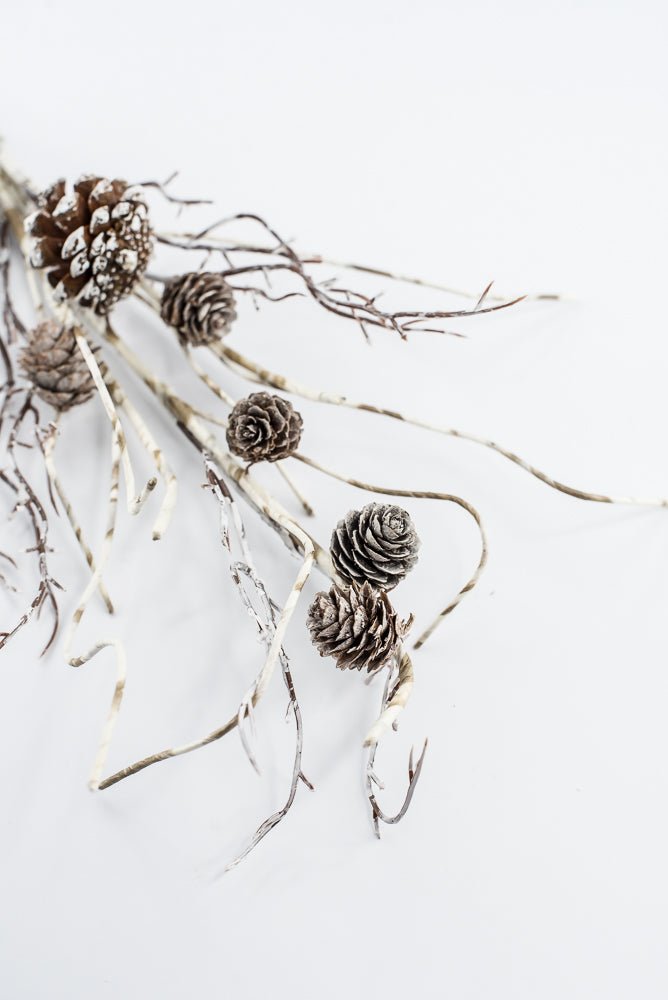 Birch Like, Brown & White, Pinecone With Snow Spray - 23" - Greenery Market2830353BW