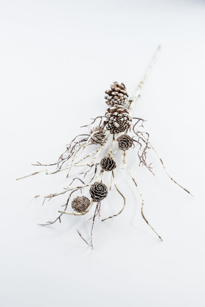 Birch Like, Brown & White, Pinecone With Snow Spray - 23" - Greenery Market2830353BW