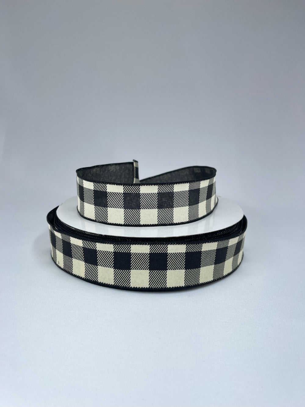 Black and cream plaid wired ribbon , 1.5" - 50 yards - Greenery MarketWired ribbonTR79709 - EX