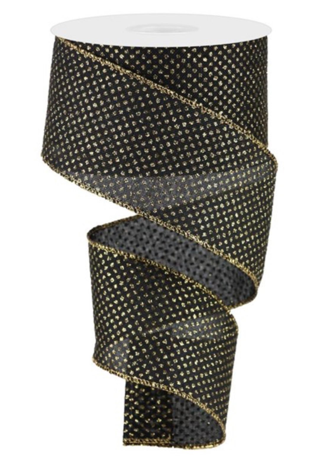 Black and gold glittered micro dots on royal 2.5” - Greenery MarketWired ribbonRGA1732RF