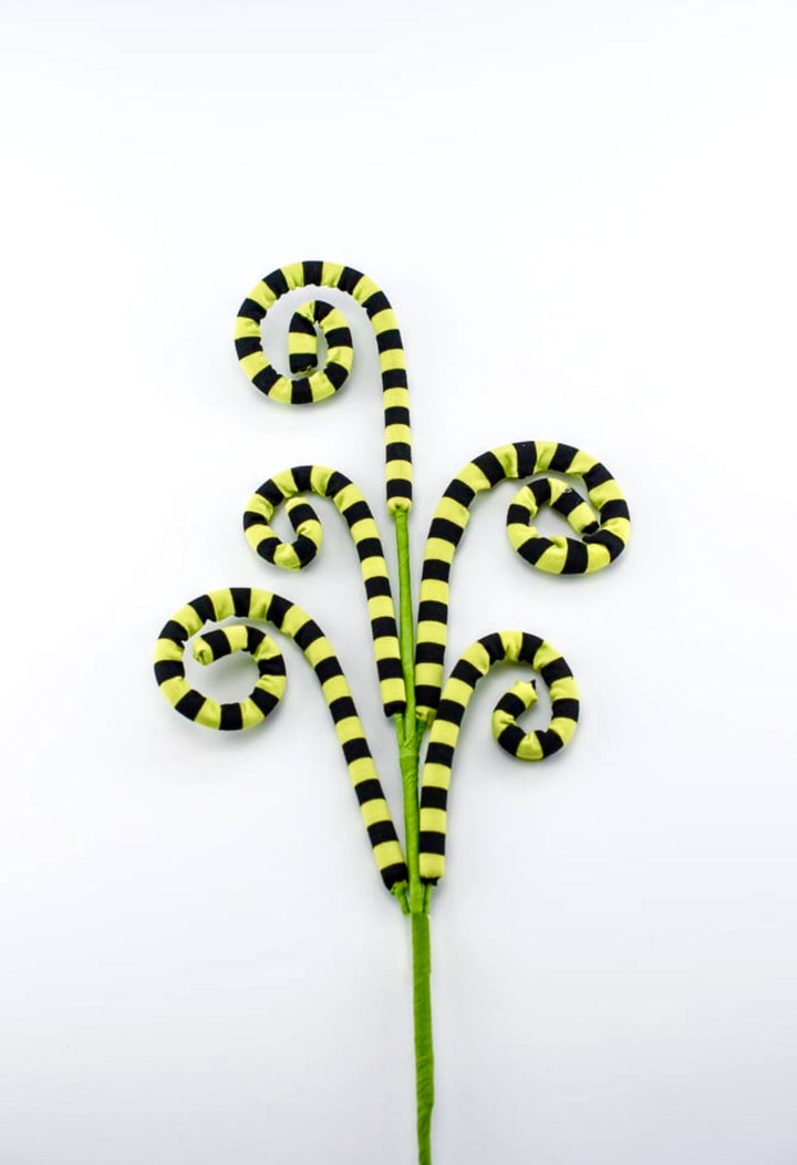 Black and lime green striped wired curly spray - Greenery MarketHalloween57055GNBK