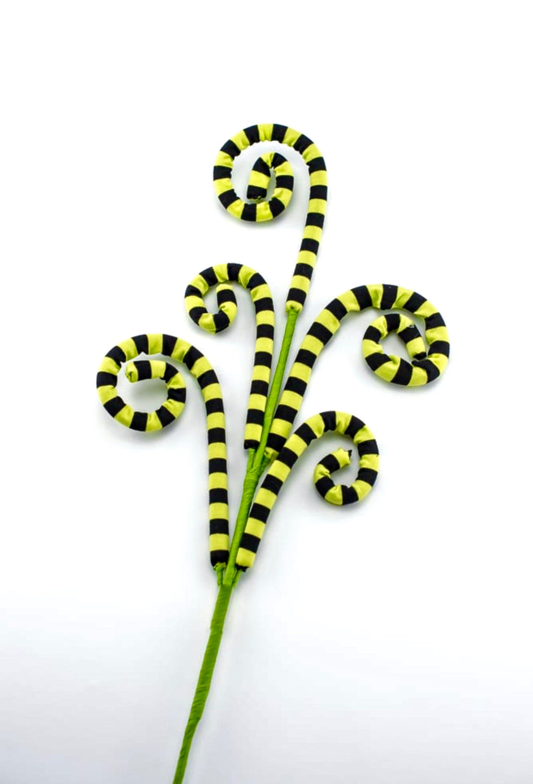 Black and lime green striped wired curly spray - Greenery MarketHalloween57055GNBK