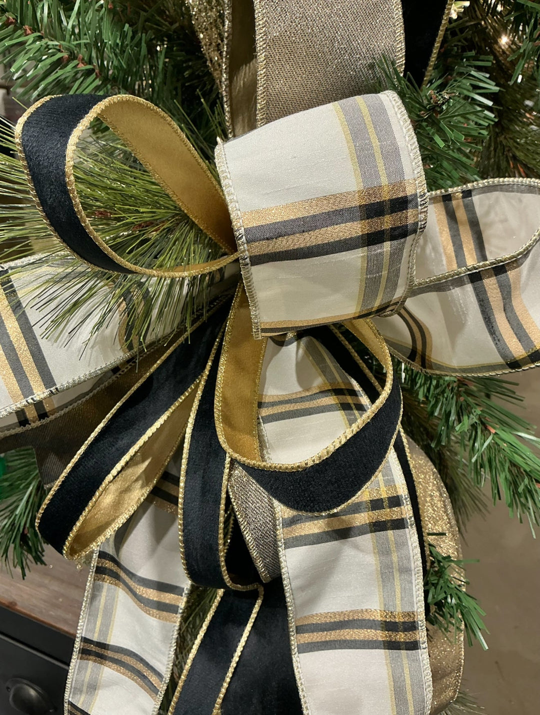 Black And Metallic Wired Iridescent Ribbon - 2.5" - Greenery Market8004W - 030 - 63E