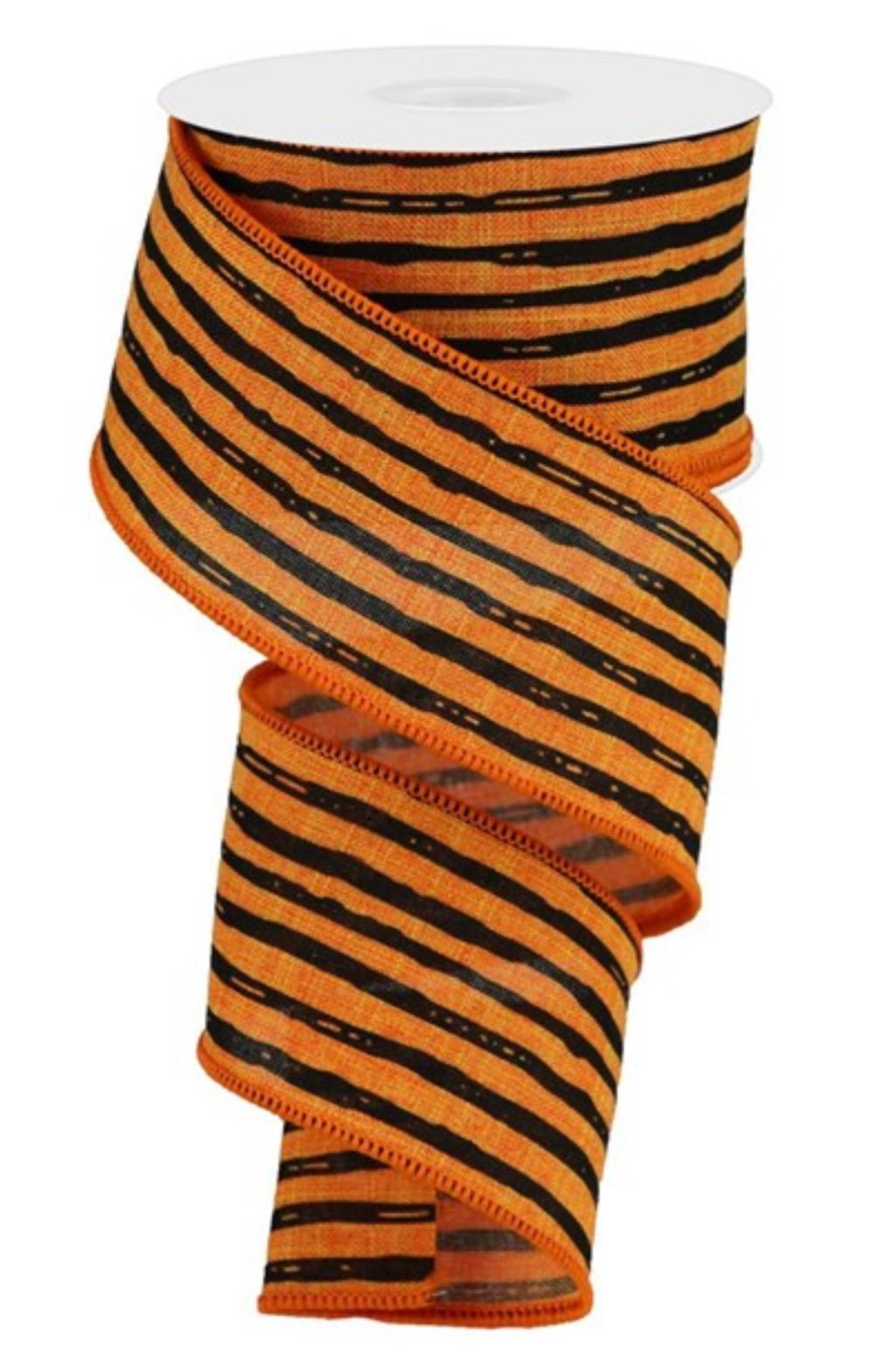 Black and orange irregular stripe, 2.5” wired ribbon - Greenery MarketWired ribbonRGA138520