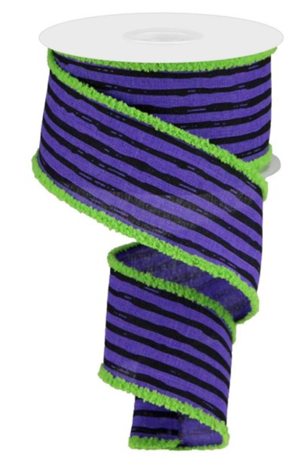 Black and purple irregular stripe, 2.5” wired ribbon - Greenery MarketWired ribbonRG0801823