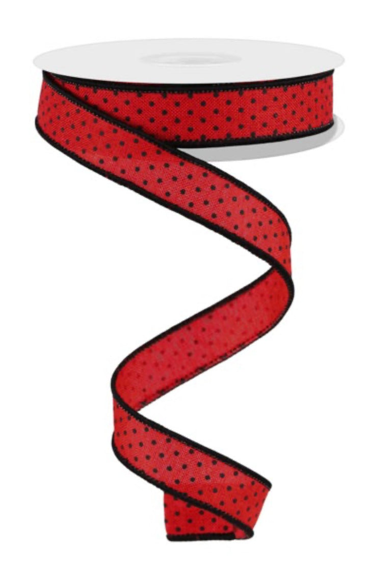 Black and red swiss dot wired ribbon, 7/8" - Greenery MarketWired ribbonRG07685MA