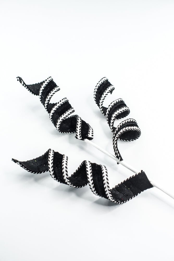 Black and White Curly Spray - Greenery Market86283BKWT