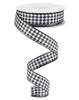 Black and white houndstooth skinny wired ribbon, 1" - Greenery MarketWired ribbonRG01516