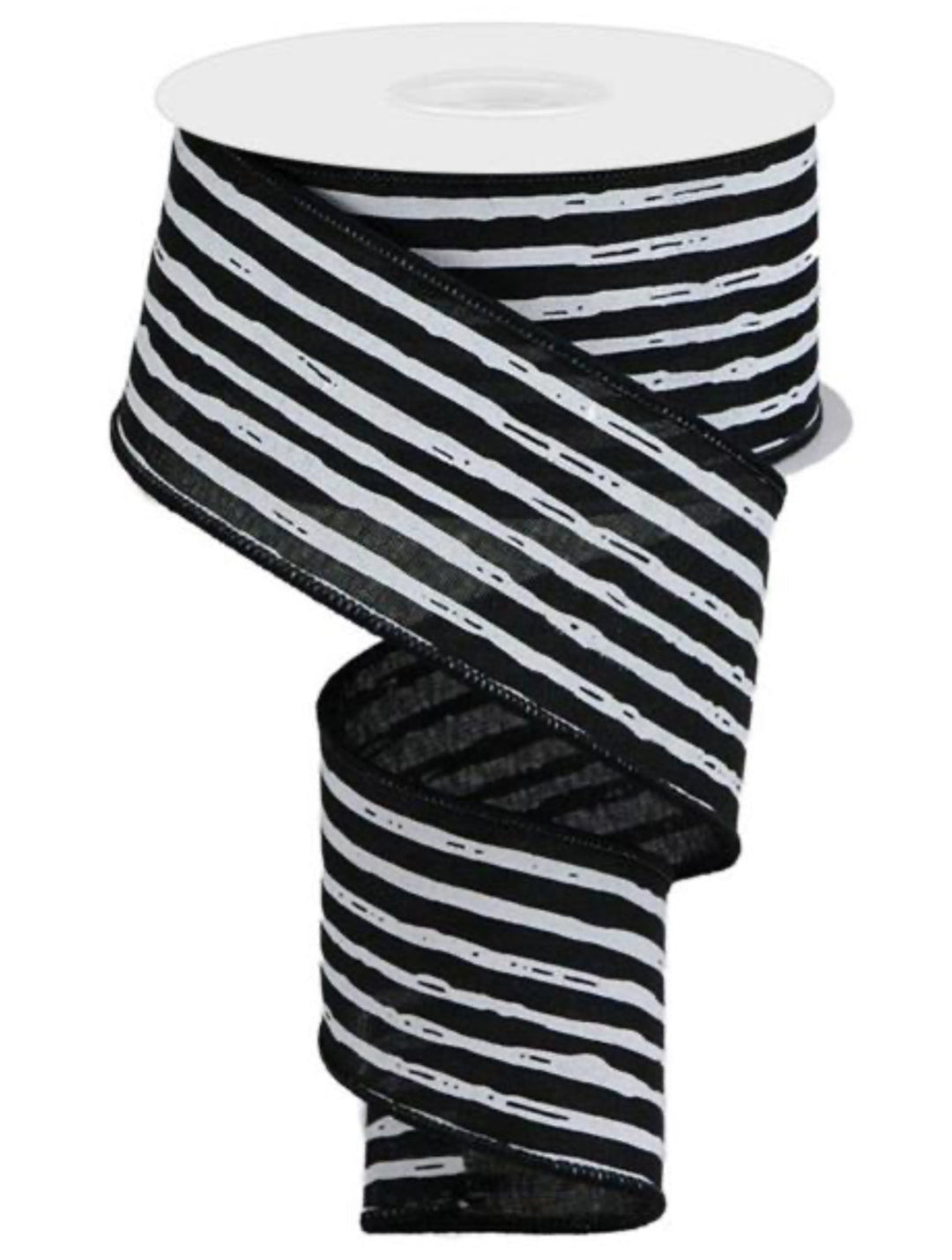 Black and white irregular stripes wired ribbon 2.5” - Greenery MarketWired ribbonRGA138202