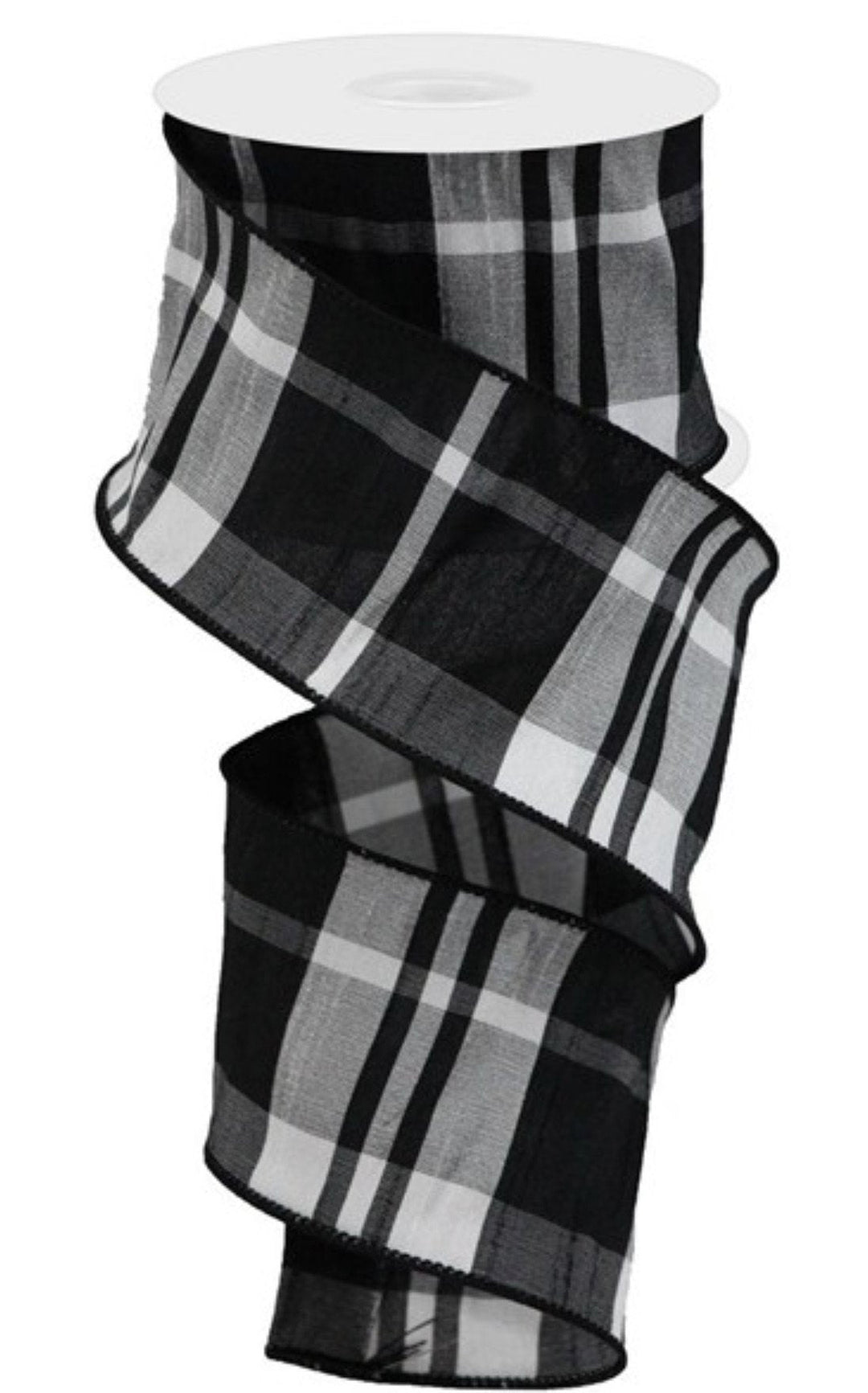 Black and white plaid faux dupioni 2.5” - Greenery MarketWired ribbonRGA1234CF