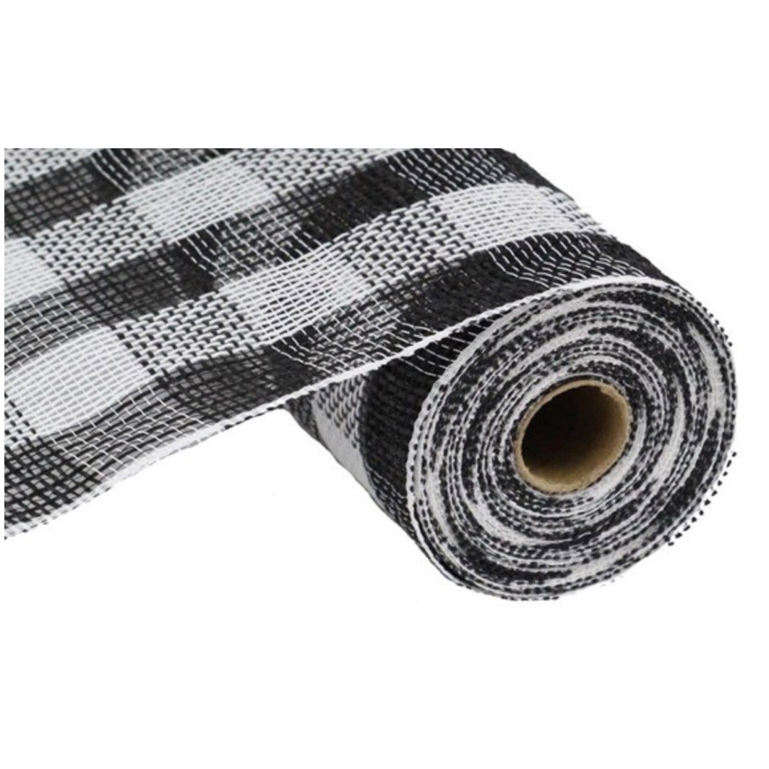 Black and white poly and jute plaid poly mesh - Greenery MarketDeco meshRY830762