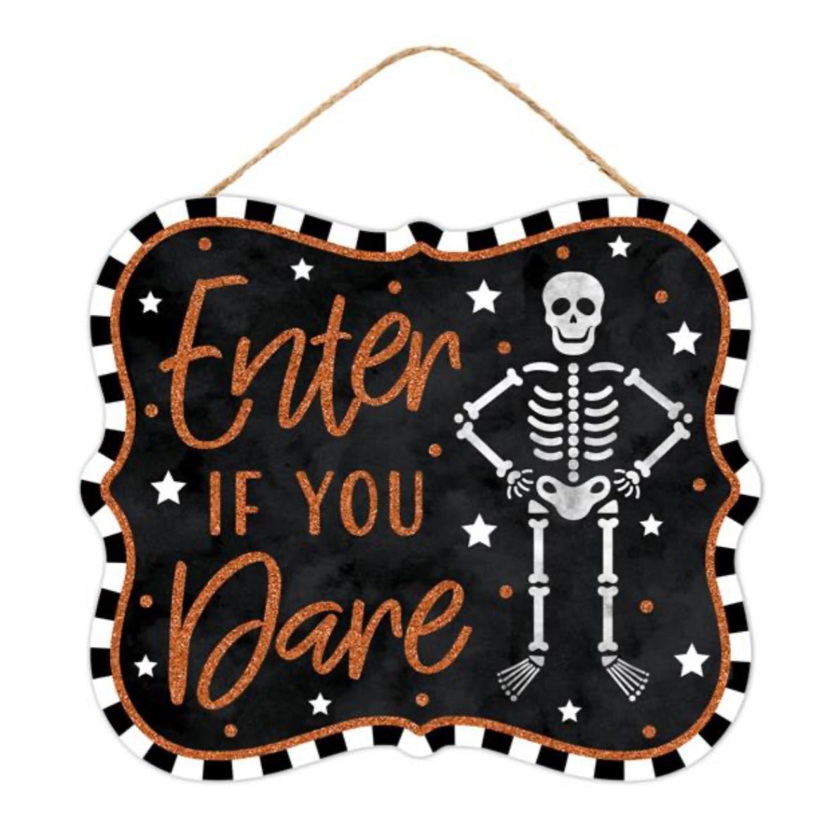 Black and white skeleton halloween sign - Greenery MarketSeasonal & Holiday DecorationsAP8949