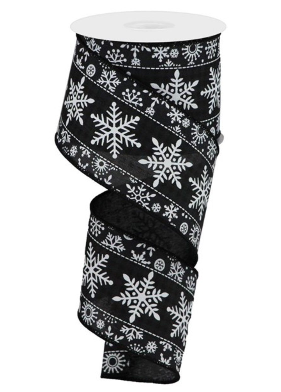 Black and white snowflakes ribbon 2.5” - Greenery Market