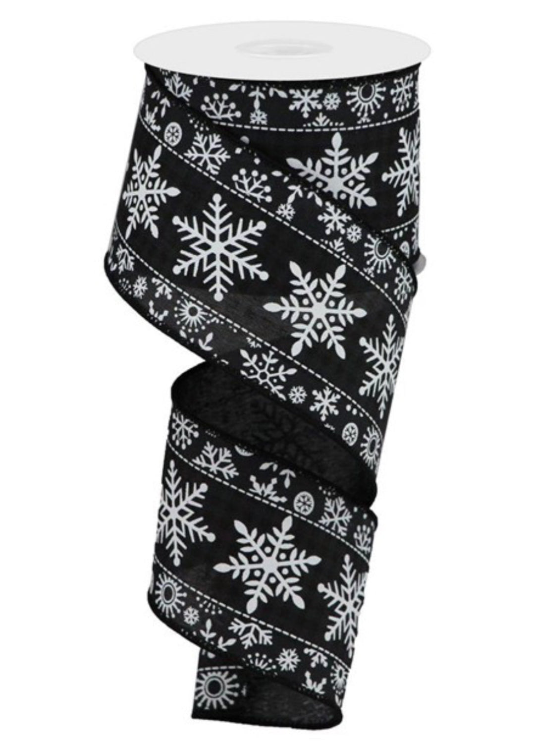 Black and white snowflakes ribbon 2.5” - Greenery MarketWired ribbonRGB109802