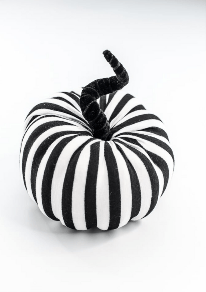 Black and White Stripe Decor Pumpkin - Greenery Market57272BKWT