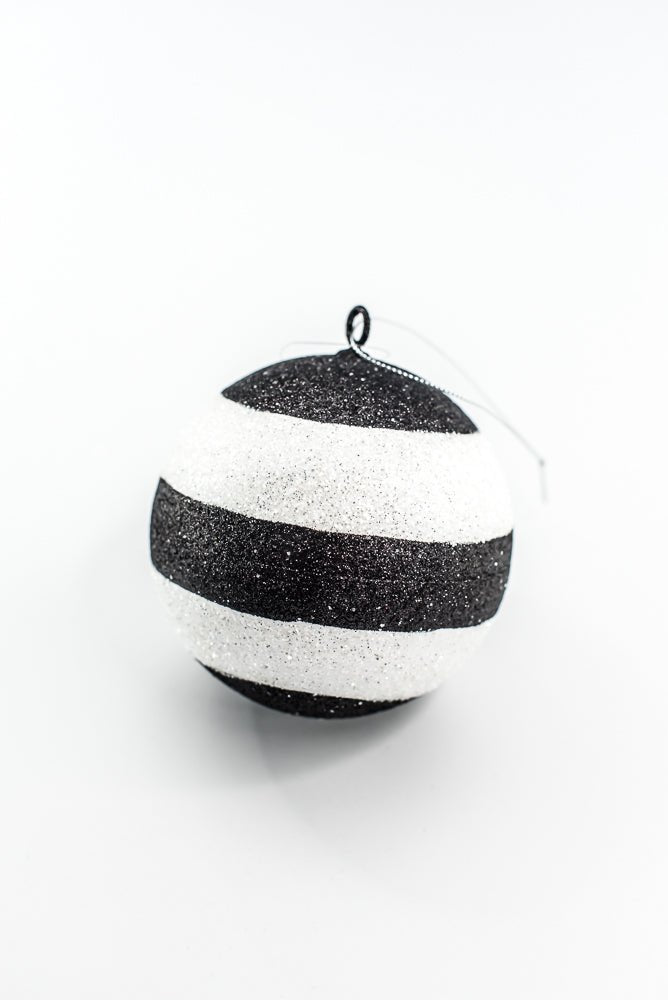 Black and White Stripe Ornament Ball - Greenery Market84920BA4