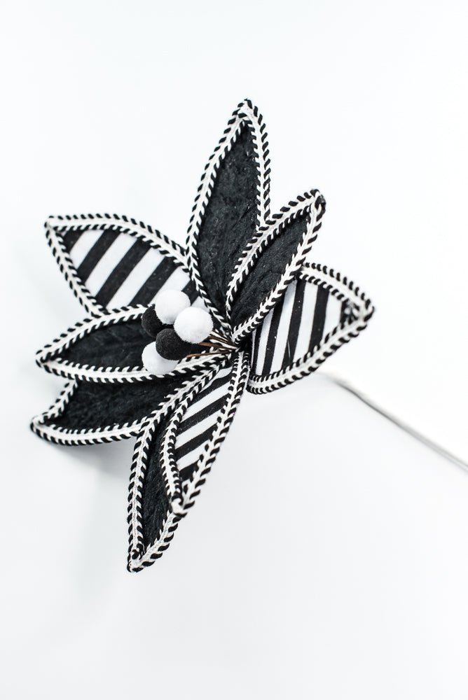 Black and White Stripe Poinsettia Stem - Greenery Market86280BKWT