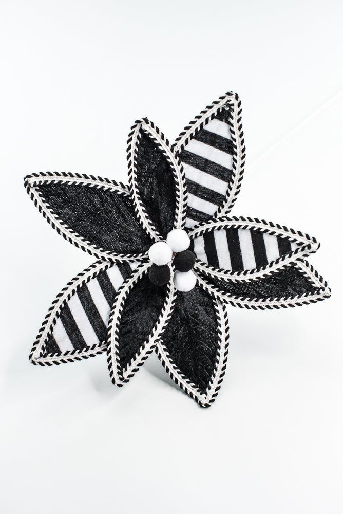 Black and White Stripe Poinsettia Stem - Greenery Market86280BKWT