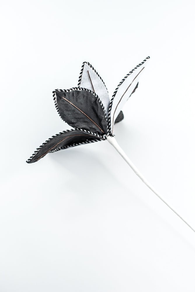 Black and White Stripe Poinsettia Stem - Greenery Market86280BKWT