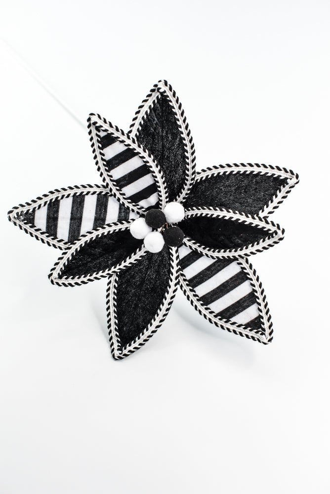 Black and White Stripe Poinsettia Stem - Greenery Market86280BKWT
