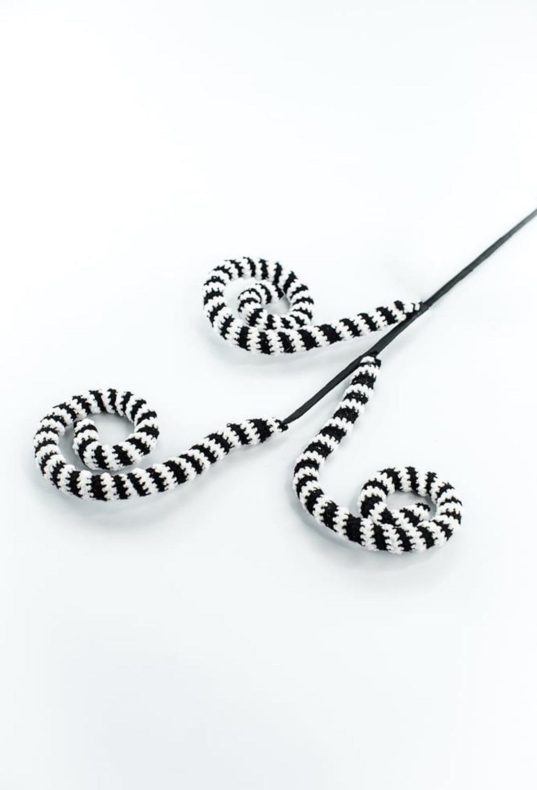 Black and White Stripe Spiral Curly Spray - Greenery Market57253BKWT