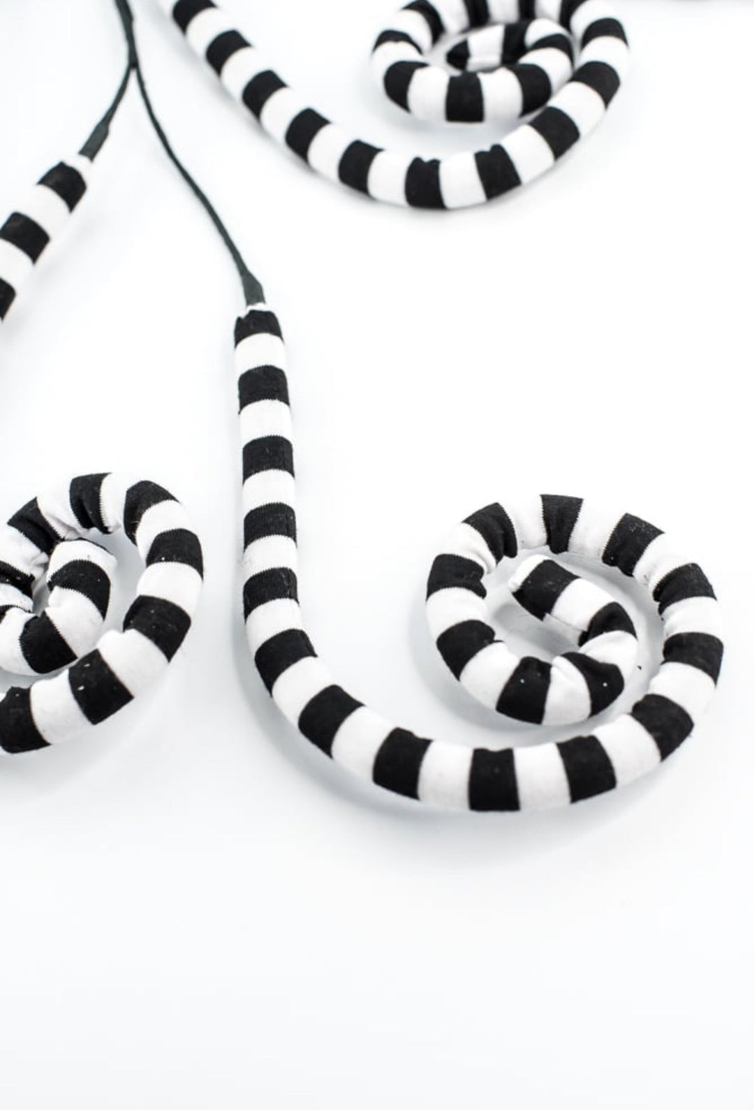 Black And White Striped Curly Spray - Greenery MarketPicks56533BKWT