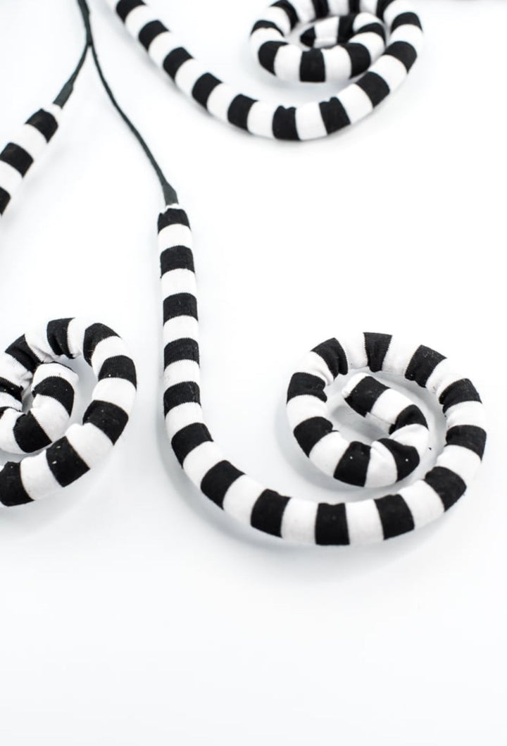 Black And White Striped Curly Spray - Greenery MarketPicks56533BKWT