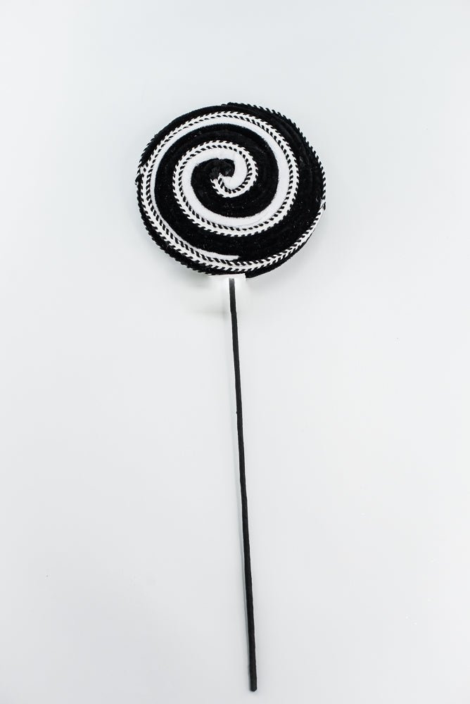 Black and White Velvet Ornament Lollipop - Greenery Market57245BKWT