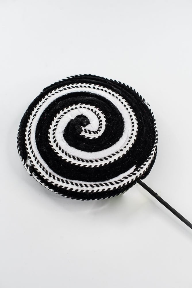 Black and White Velvet Ornament Lollipop - Greenery Market57245BKWT