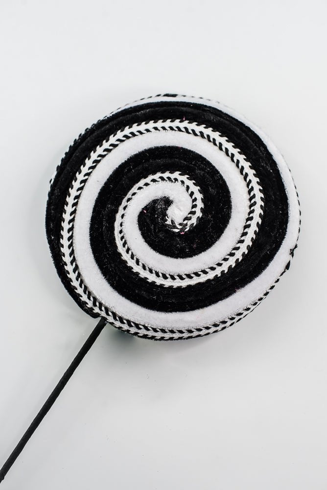 Black and White Velvet Ornament Lollipop - Greenery Market57245BKWT