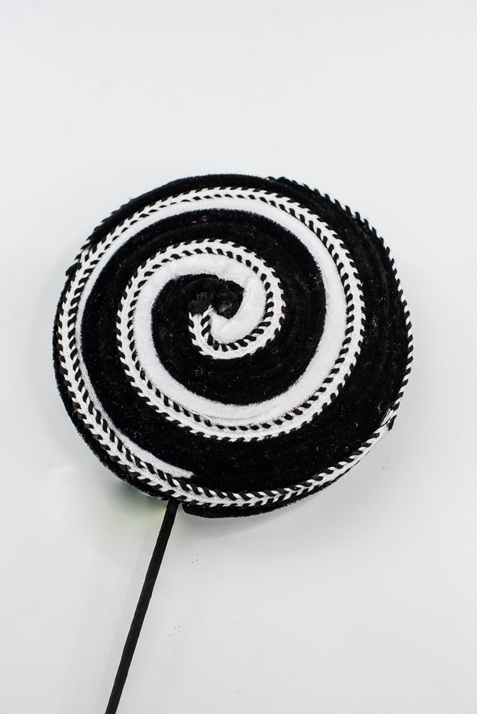 Black and White Velvet Ornament Lollipop - Greenery Market57245BKWT