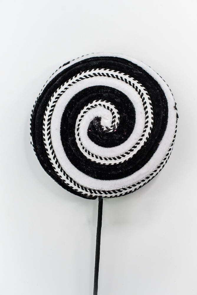 Black and White Velvet Ornament Lollipop - Greenery Market57245BKWT
