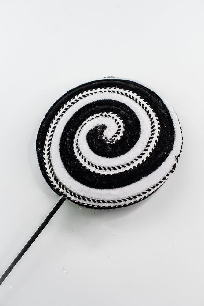 Black and White Velvet Ornament Lollipop - Greenery Market57245BKWT