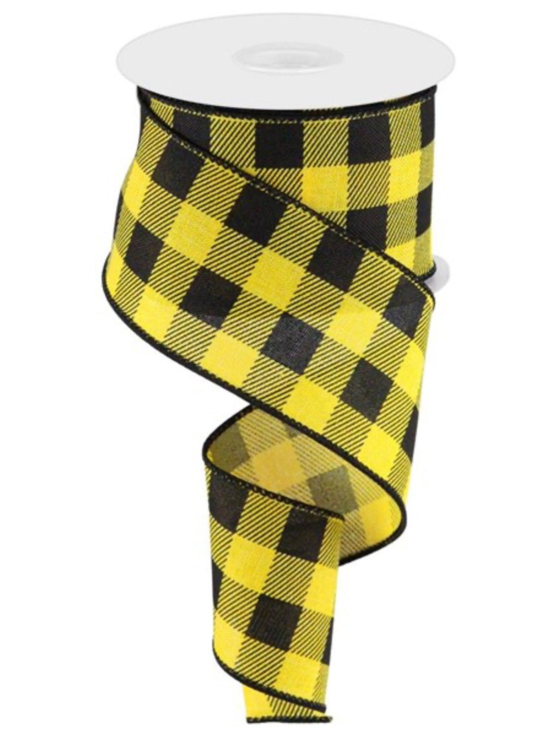 Black and yellow check plaid wired ribbon 2.5” - Greenery Marketwired ribbonRG01806N6