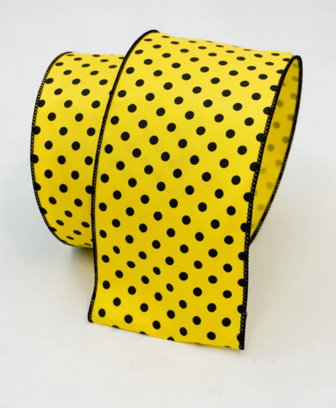 Black and yellow dots 2.5” farrisilk wired ribbon - Greenery MarketRibbons & TrimRA858-46